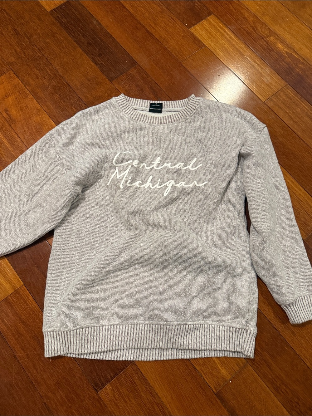 Central Michigan Script Crewneck Sweater - Light Gray S Small CMU